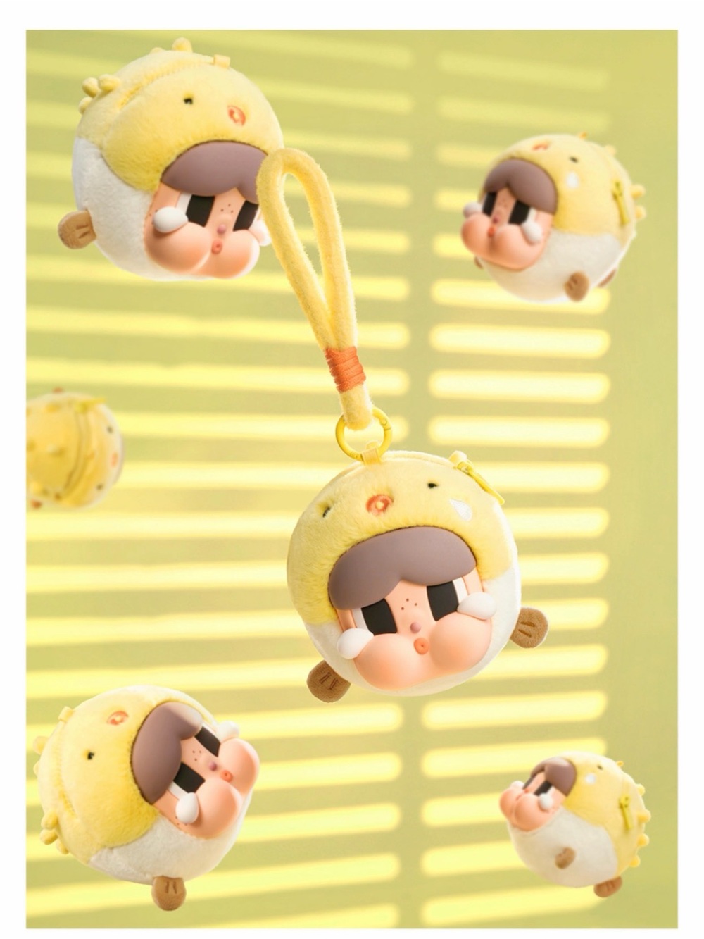 Pop Mart Crybaby Cry Me An Ocean Earphone Pouch Yellow Pufferfish Plush Pendant